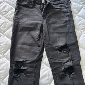 American Eagle Black Ripped Skinny Jeans